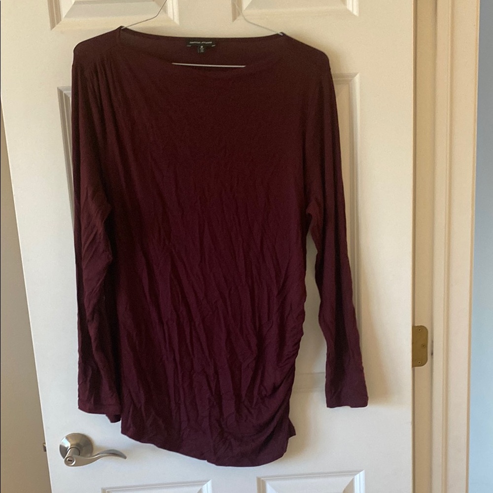Universal Standard Burgandy Long Sleeve Ruched Blouse